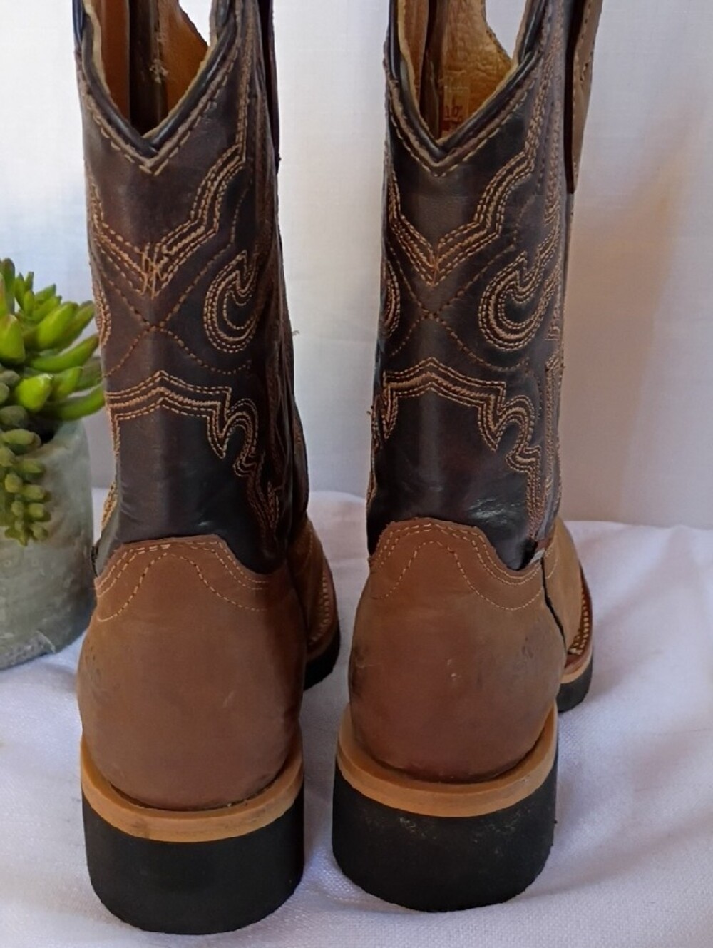 Establo Toddler Brown Leather Western Cowboy Boots Size 4 Embroidered - Picture 3 of 9